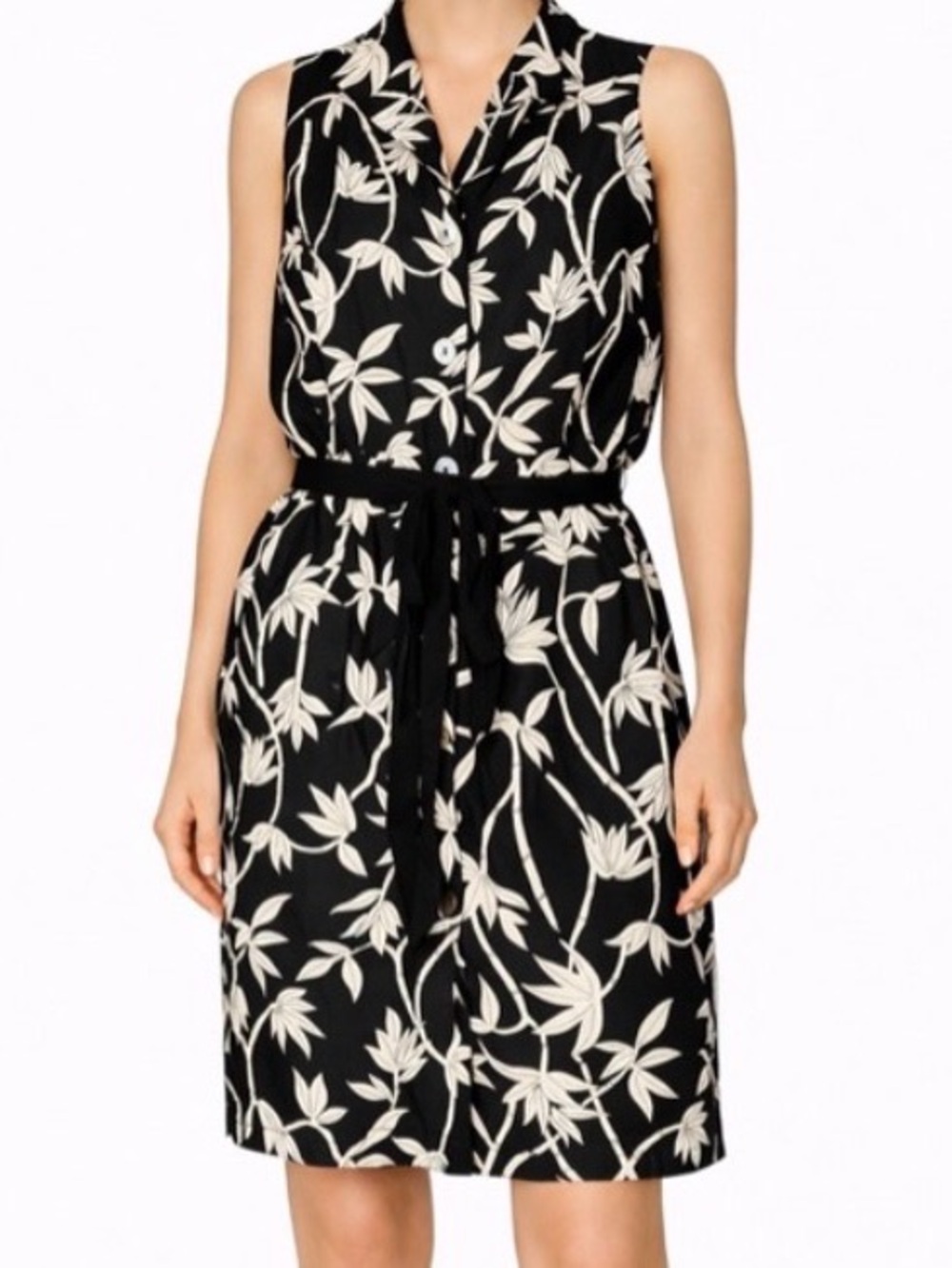 Silkland Silk Floral Shirt Dress Belted Button Front Size XL